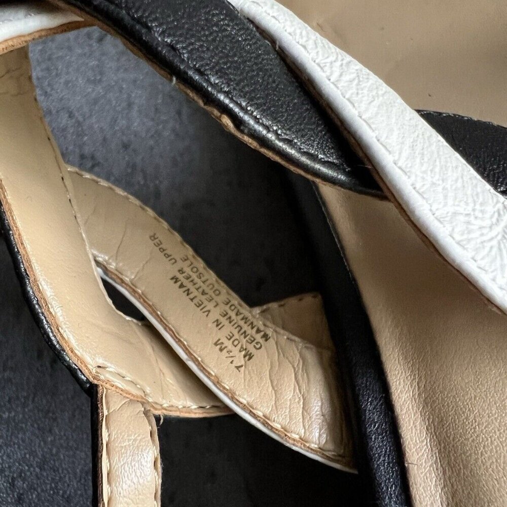 Talbots Black and White Braided Leather Slingback Sandals - Picture 8 of 16